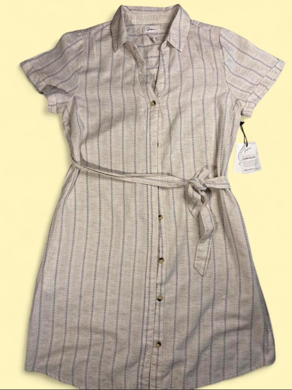 Japna White and Light Blue Striped Kids Shirt Dress